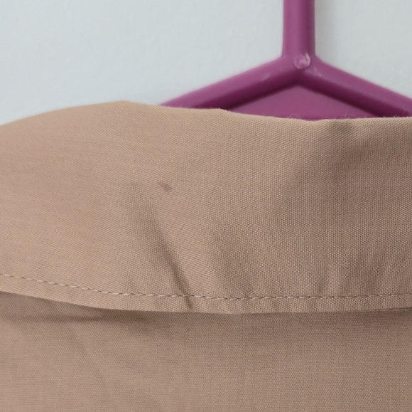 FDJ Blouse 16 Tan Khaki Pin-Tuck Button-Down Minimalist Dark Academia Utility - Picture 10 of 15